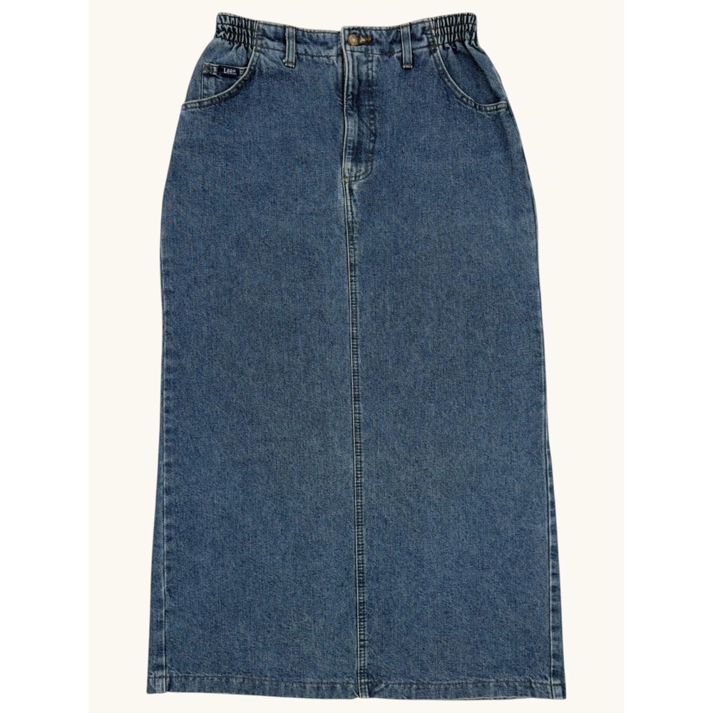 Lee Womens Vintage High Waisted Denim Maxi Skirt Blue Medium Wash Size 10M